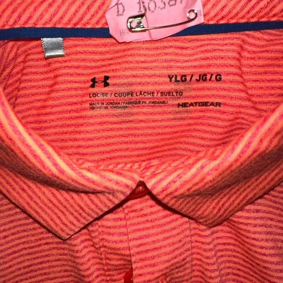 Under Armour Boys YLG Polo Orange Stripped - Picture 7 of 7